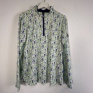 Sansoleil Womens UV 50+ Cooling Long Sleeve Quarter-Zip Golf Shirt Large Green